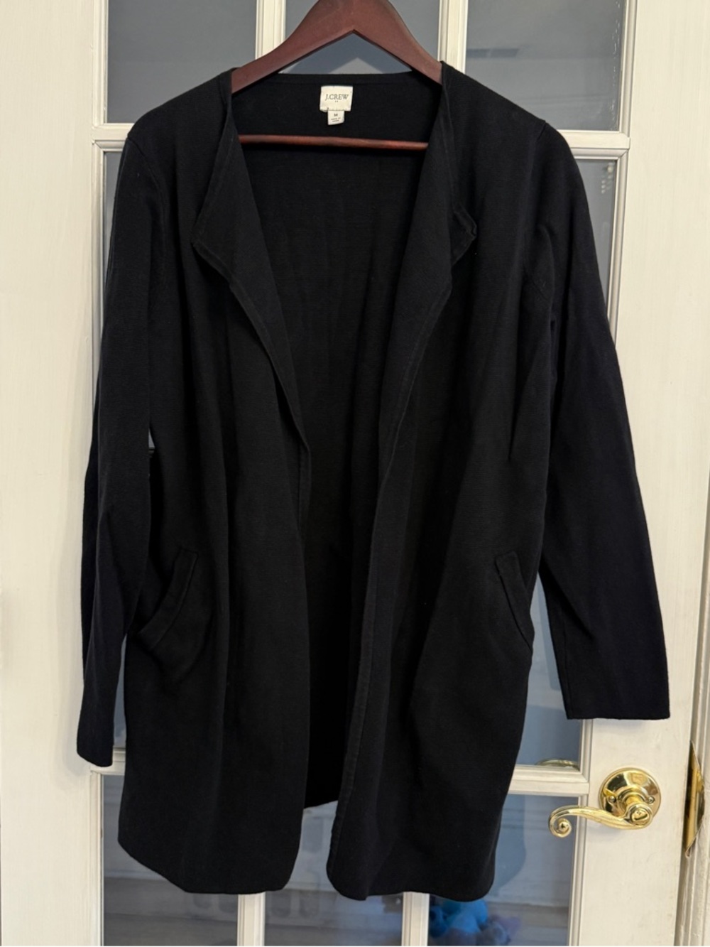 J. CREW Women’s Black Open Front Longline Vanessa Sweater Jacket Size M
